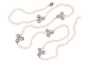 YvoneChrista - C4140 - Champagne Pearl & White CZ euro 621 euro collana con fiori